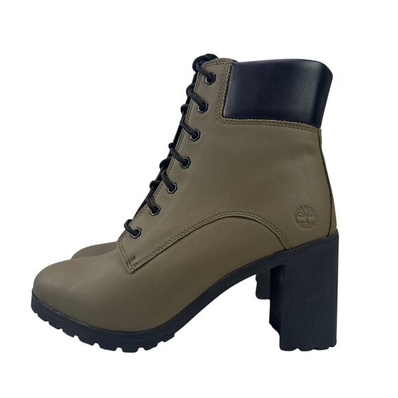 Timberland Allington Boots Heeled Womens 9 Olive Green Leather Lace Up Lug Sole - Picture 5 of 11